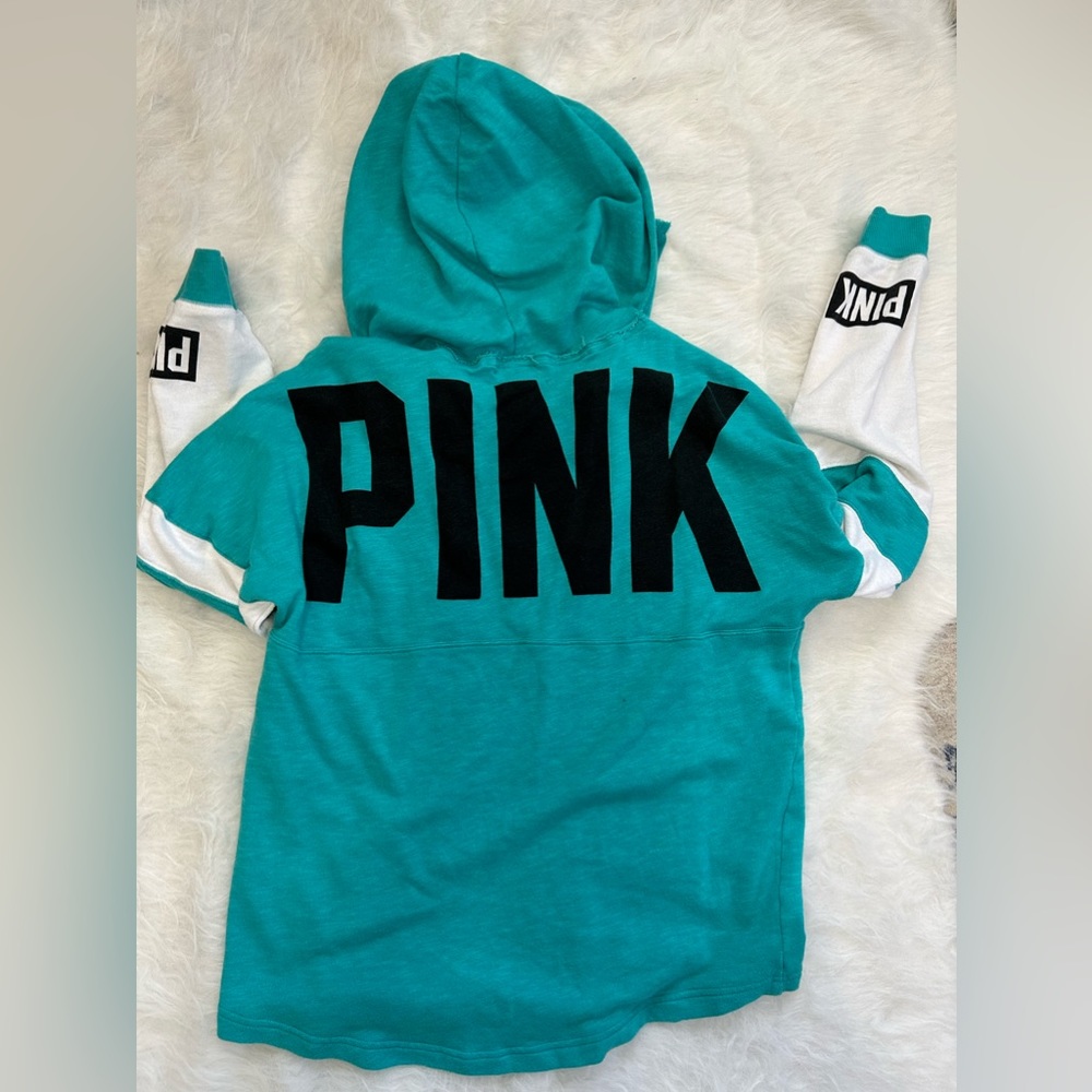 VS PINK- Teal striped hoodie